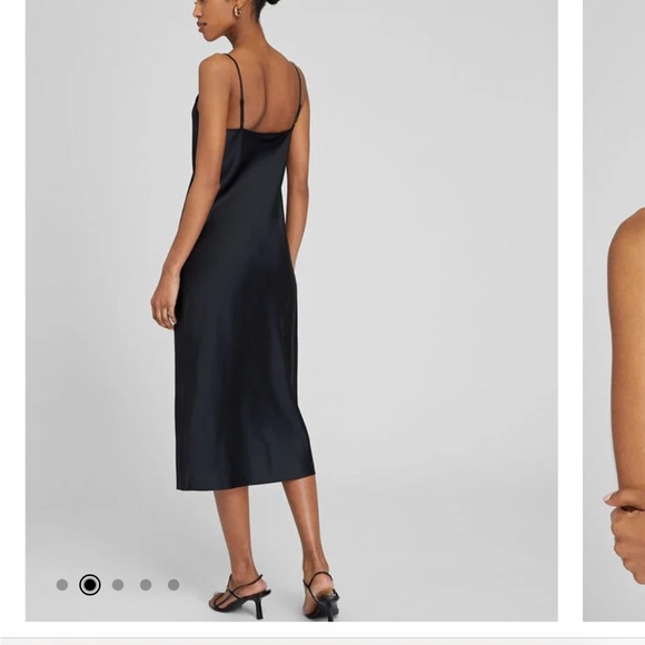 Club Monaco 100% silk dress black midi slit - Picture 3 of 8